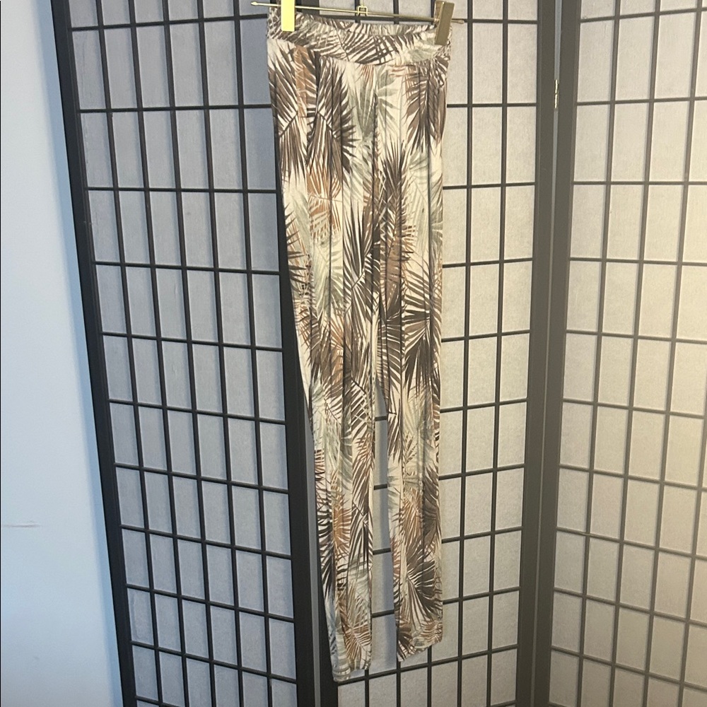 H&M Palm Print Pants - Brown and Cream